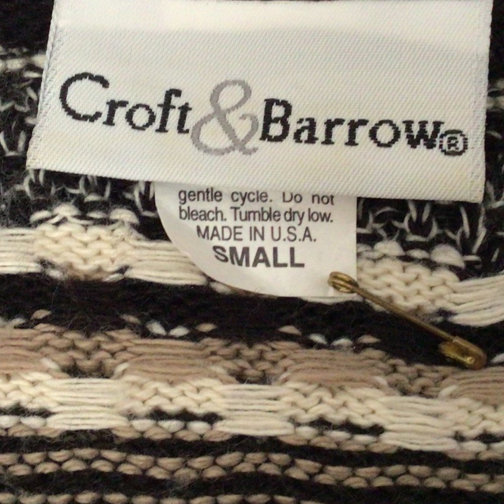 Croft & Barrow - Black, cream and tan cardigan sweater - Picture 6 of 7